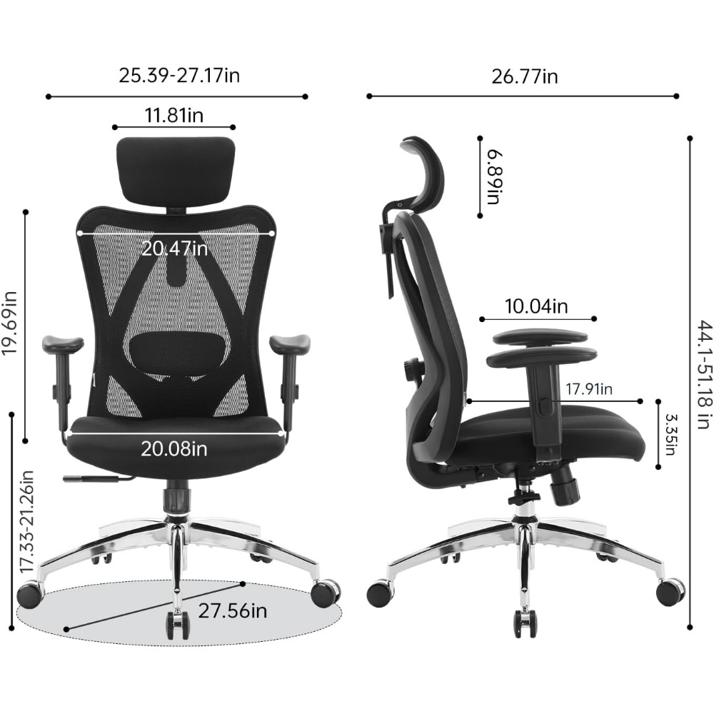 인체공학적 메쉬 데스크 의자, 조절 가능한 요추 지지대 - Ergonomic Office Chair 리뷰 및 가격