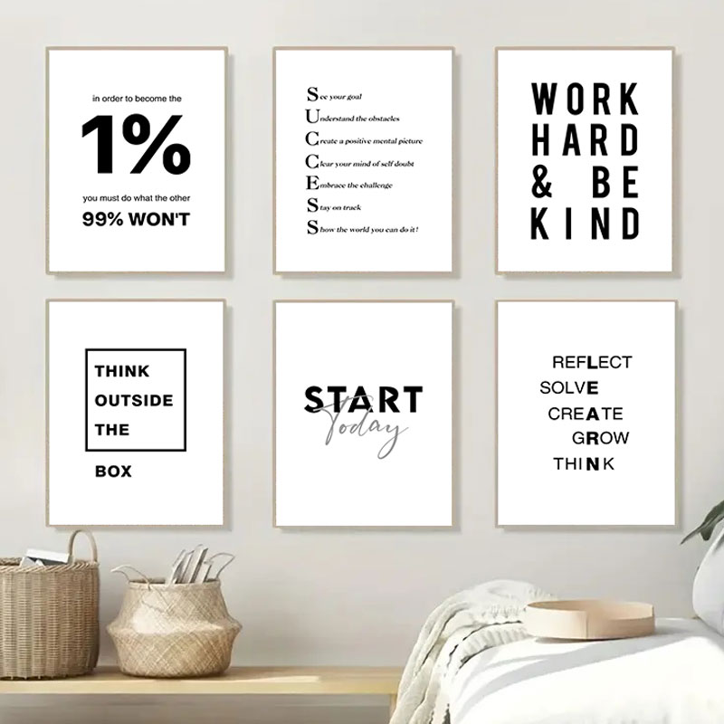 1개 심플한 흑백 영감을 주는 명언 캔버스 포스터 프린 - Home Office Room Inspiration 리뷰 및 가격