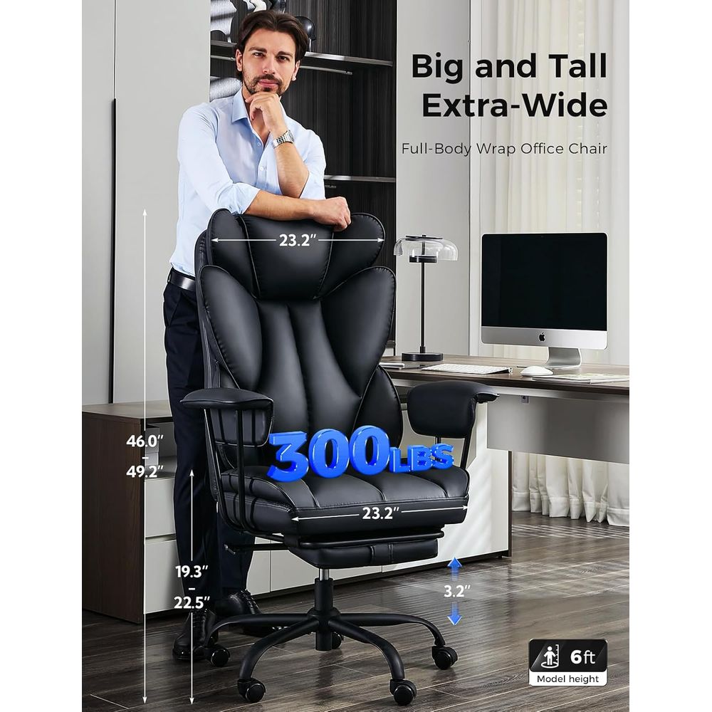 크고 키가 큰 사무실 책상 의자 - 발 받침대가 있는  - Ergonomic Office Chair 리뷰 및 가격